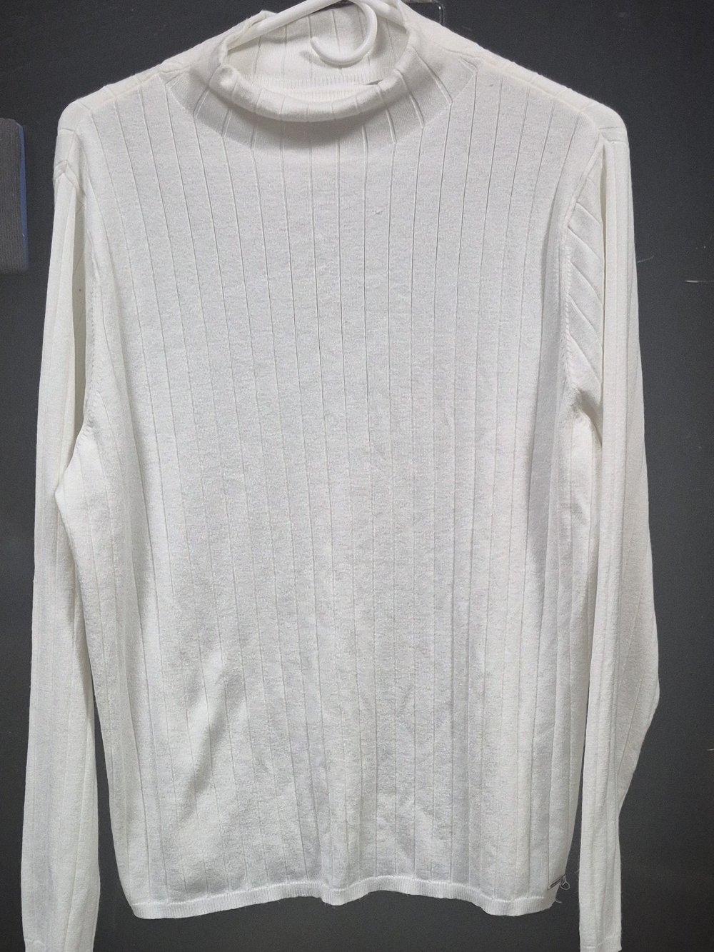 Calvin Klein White Ribbed Turtleneck Sweater